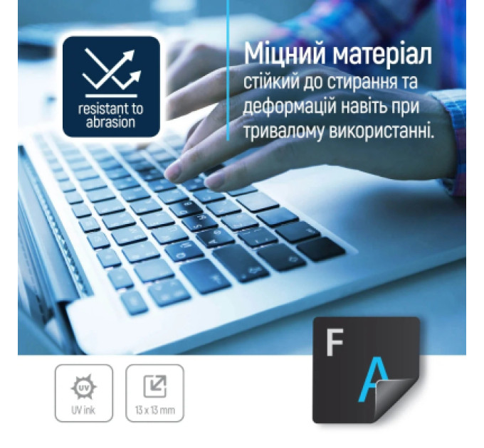 ColorWay Наклейка на клавіатуру ColorWay непрозора чорна, біло-синя (CW-BWBL)