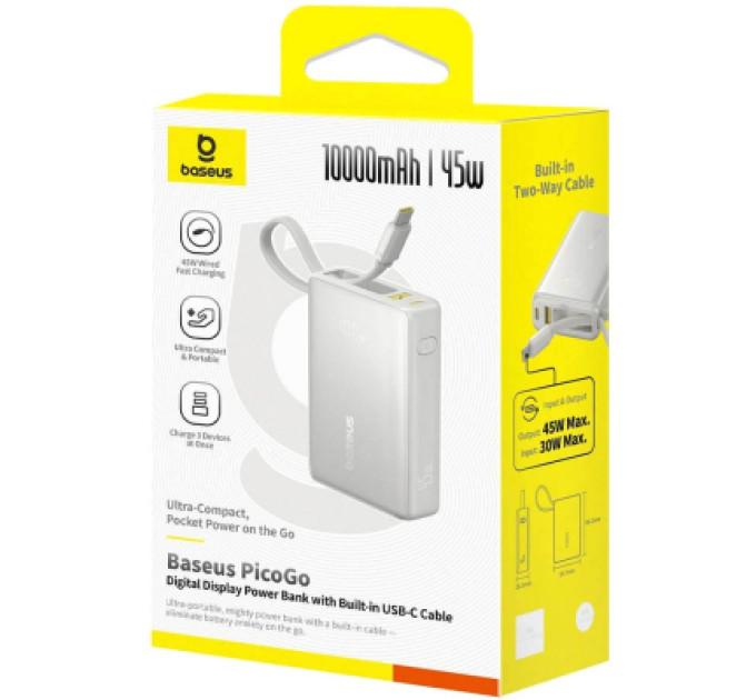 Baseus Батарея універсальна Baseus PicoGo 10000mAh 45W PD, QC, Galaxy Natural Titanium (P10076803853-00)