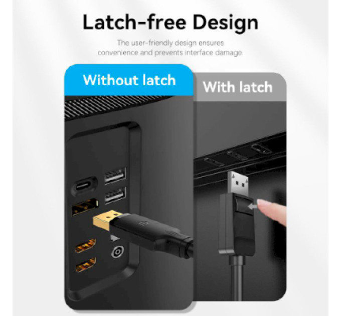 Vention Кабель мультимедійний DisplayPort to DisplayPort 1.5m V1.2 4K 60Hz 3D Dolby 7.1 Vention (HAKBG)