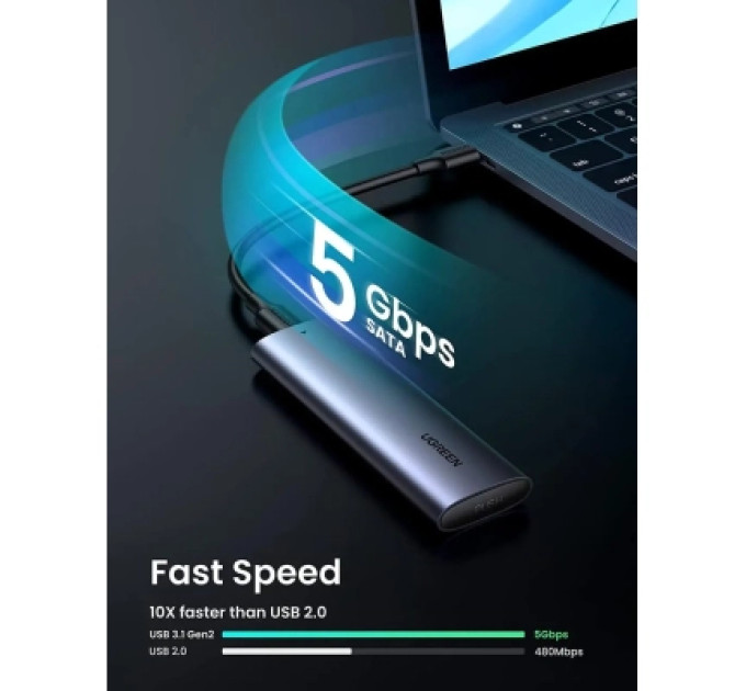 Ugreen Кишеня зовнішня Ugreen UGREEN USB-C to M.2 NGFF 5G Enclosure A TO C Cable 50cm (10903)