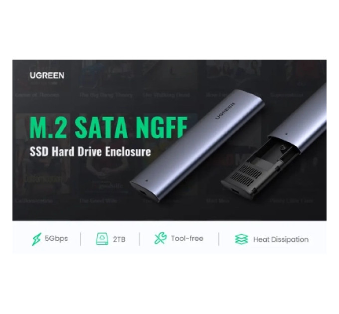 Ugreen Кишеня зовнішня Ugreen UGREEN USB-C to M.2 NGFF 5G Enclosure A TO C Cable 50cm (10903)
