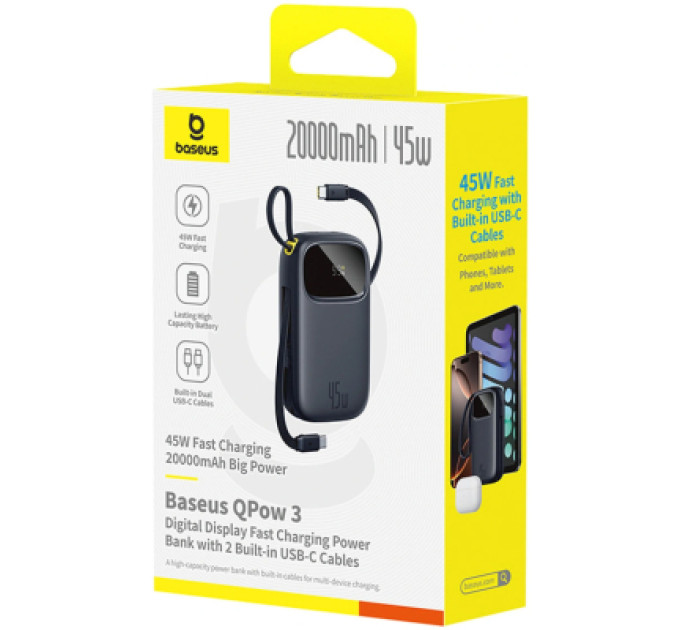 Baseus Батарея універсальна Baseus EnerFill FC31 20000mAh 45W, Digital Display, Cosmic Black (P10082105123-00)