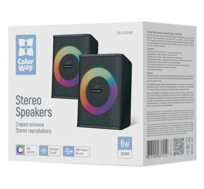 ColorWay Акустична система ColorWay PulseRing 2.0 RGB USB Black (CW-SPU04BK)