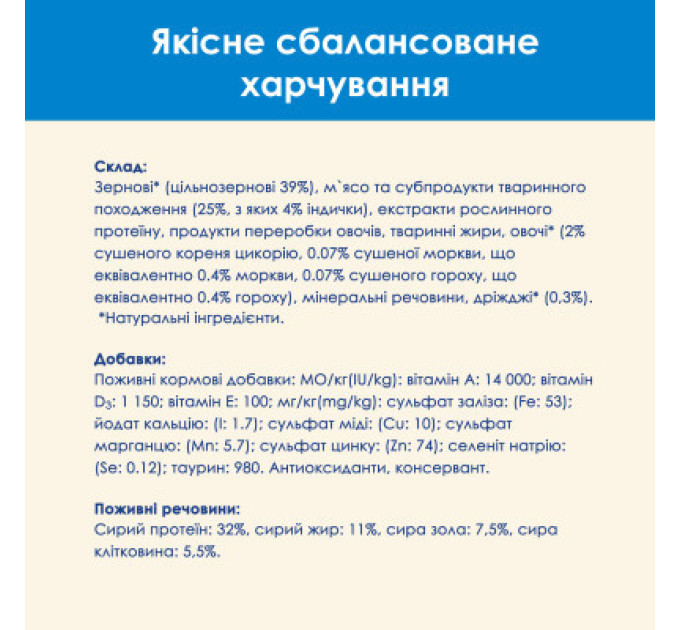 Purina Cat Chow Сухий корм для кішок Purina Cat Chow Feline 3 в 1 з індичкою 1.5 кг (7613034155139)