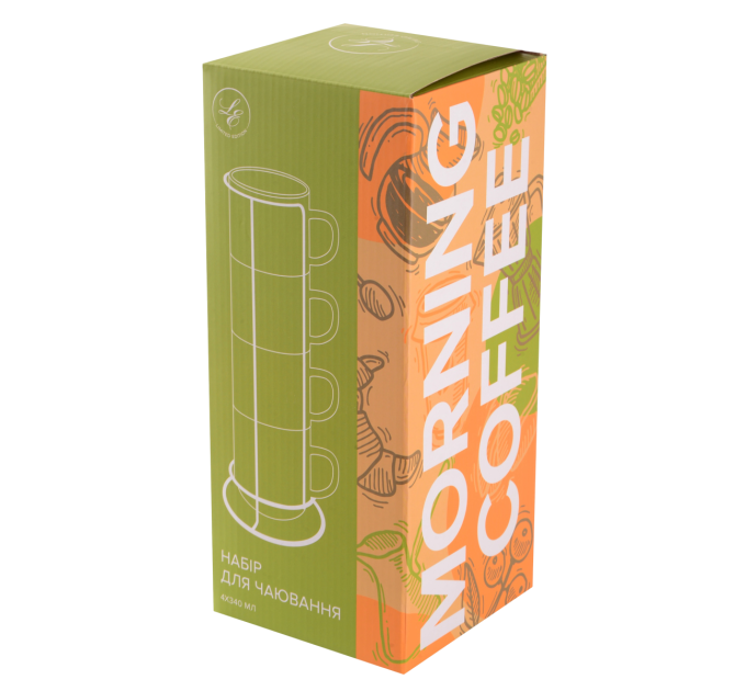Чашки Limited Edition MORNING COFFEE /НАБІР/4х340 мл на мет.підст (B248-E0963)