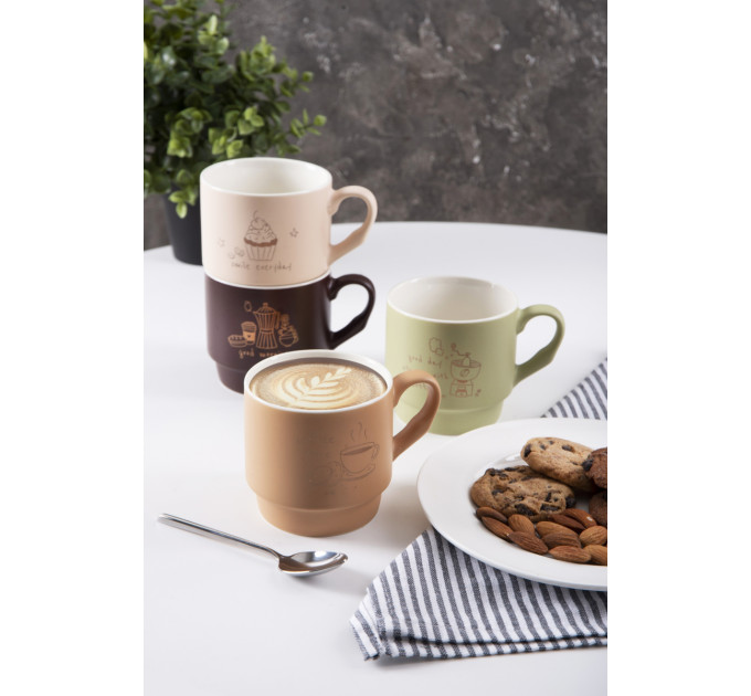 Чашки Limited Edition MORNING COFFEE /НАБІР/4х340 мл на мет.підст (B248-E0963)