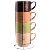 Чашки Limited Edition MORNING COFFEE /НАБІР/4х340 мл на мет.підст (B248-E0963) Чашки Limited Edition MORNING COFFEE /НАБІР/4х340 мл на мет.підст (B248-E0963)