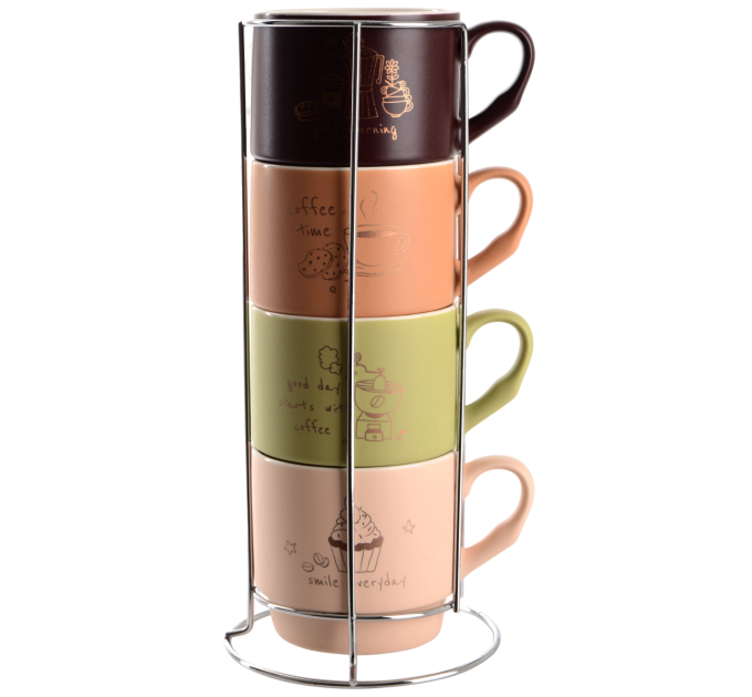 Чашки Limited Edition MORNING COFFEE /НАБІР/4х340 мл на мет.підст (B248-E0963)
