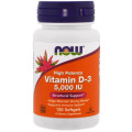 Now Foods Вітамін Now Foods Вітамін D-3 5000IU, 120 желатинових капсул (NOW-00372)