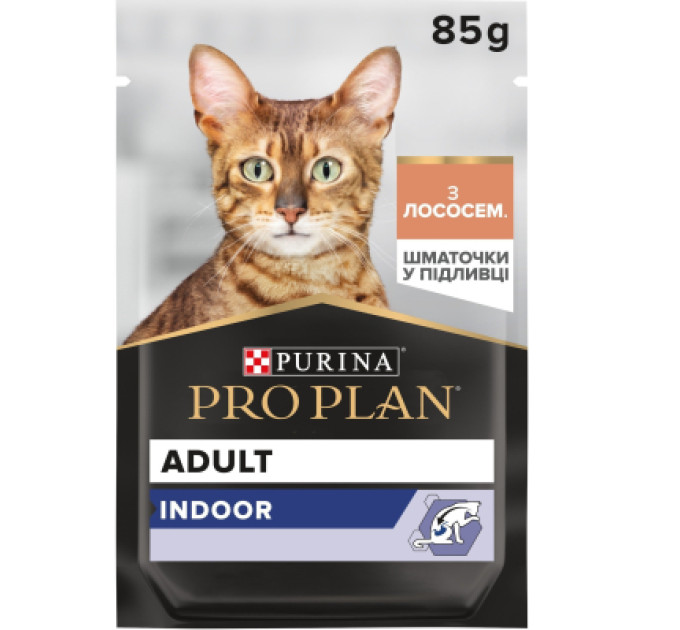 Purina Pro Plan Вологий корм для кішок Purina Pro Plan Adult Indoor Nutrisavour Для кішок, що живуть у приміщенні З лососем 85 г (8445290172990)