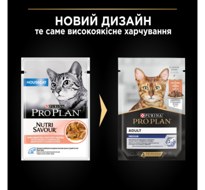 Purina Pro Plan Вологий корм для кішок Purina Pro Plan Adult Indoor Nutrisavour Для кішок, що живуть у приміщенні З лососем 85 г (8445290172990)