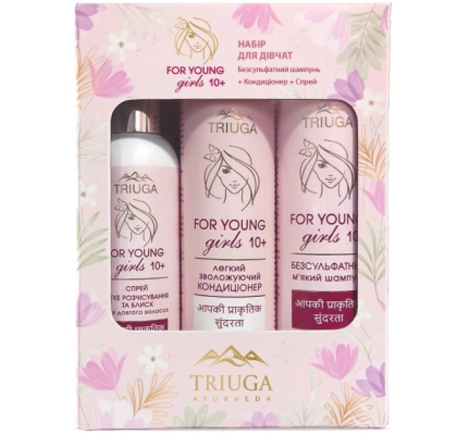 Triuga Набір косметики Triuga Ayurveda For Young Girls Шампунь 250 мл + Бальзам 250 мл + Спрей 200 мл (4820164642061)