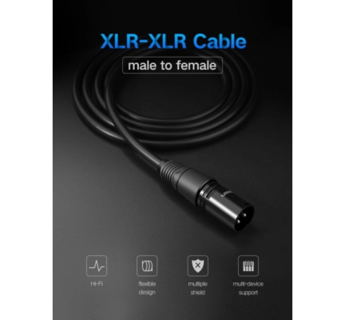 Ugreen Кабель мультимедійний XLR M to XLR F 3.0m AV130 black Ugreen (20711)