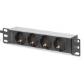 DIGITUS SCS Пристрій розподілу електроживлення DIGITUS 10" 1U, 16A, 230V 4xSchuko, вилка Schuko