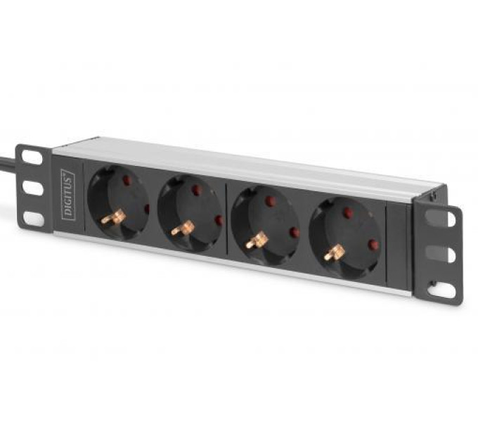 DIGITUS SCS Пристрій розподілу електроживлення DIGITUS 10" 1U, 16A, 230V 4xSchuko, вилка Schuko