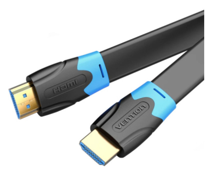 Vention Кабель мультимедійний HDMI M to HDMI M 8.0m V2.0 4K60Hz PVC flat black Vention (AAKBK)