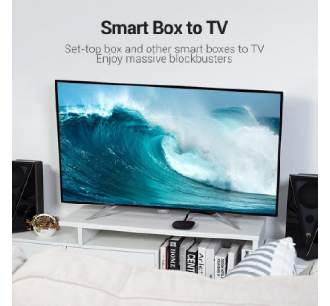 Vention Кабель мультимедійний HDMI M to HDMI M 8.0m V2.0 4K60Hz PVC flat black Vention (AAKBK)