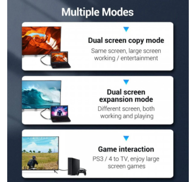 Vention Кабель мультимедійний HDMI M to HDMI M 8.0m V2.0 4K60Hz PVC flat black Vention (AAKBK)
