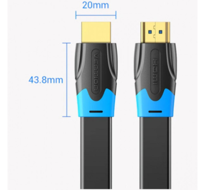 Vention Кабель мультимедійний HDMI M to HDMI M 8.0m V2.0 4K60Hz PVC flat black Vention (AAKBK)