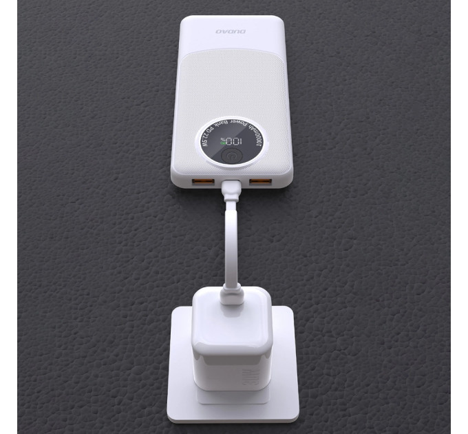 Dudao Батарея універсальна Dudao 10000mAh K12 22.5W, PD, QC, 2*USB-A, USB-C(In/Out), White (6976625333875)