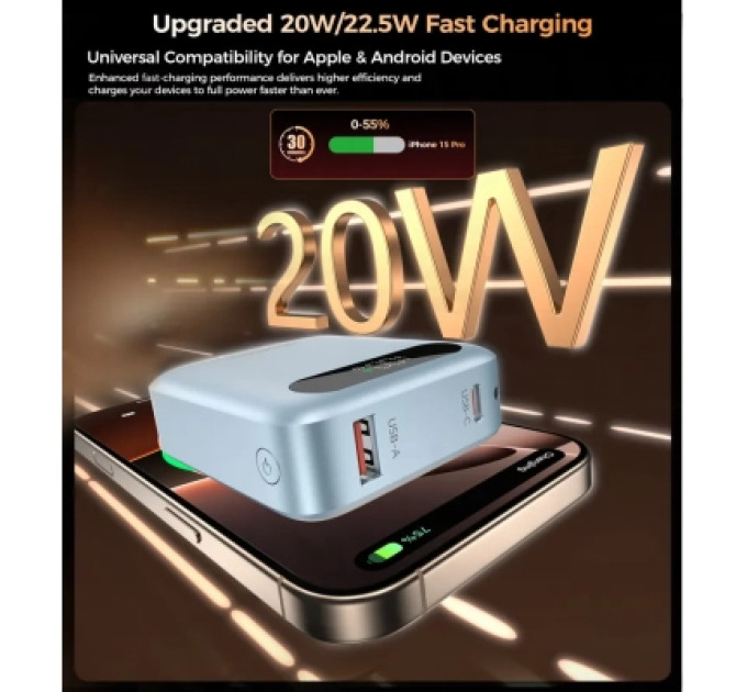 Choetech Батарея універсальна Choetech 10000mA, 22.5W, PD, QC, blue (B860-CCLBE)