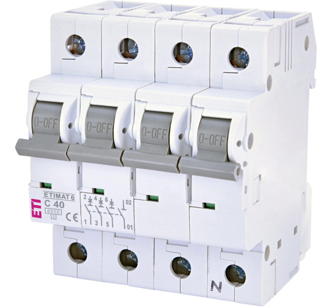 ETI Автоматичний вимикач ETI ETIMAT 6 3p+N C 40 А (6 kA) (2146520)