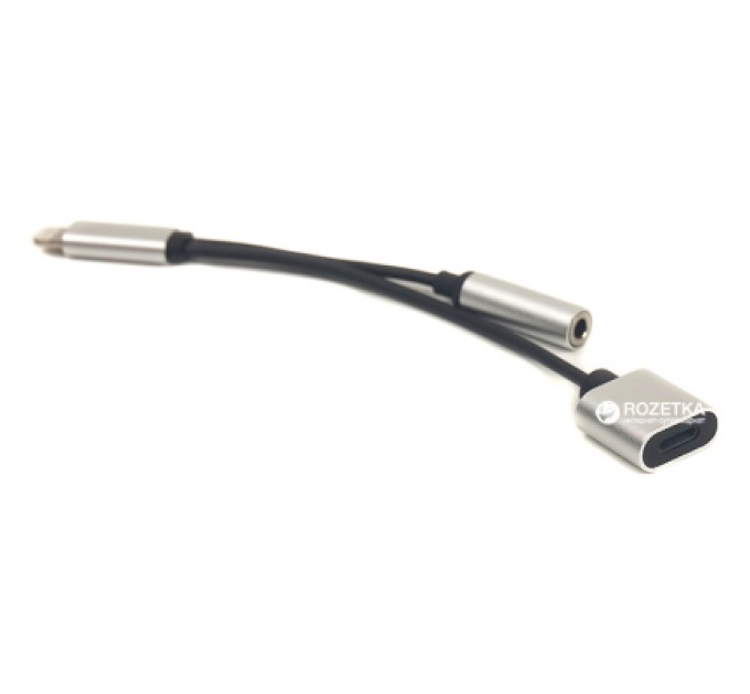 PowerPlant Перехідник Lightning 2in1, Audio 3.5mm to Lightning PowerPlant (CA910410)