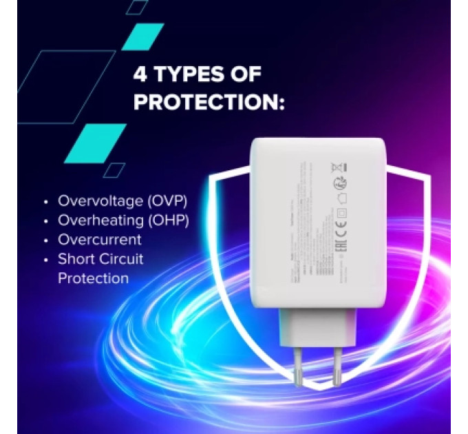 Canyon Зарядний пристрій Canyon CU100ACC GaN 100W 3xPD 1xQC EU White (CNS-CUW100ACC)