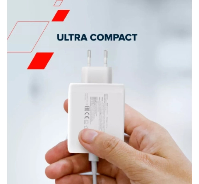 Canyon Зарядний пристрій Canyon CU100ACC GaN 100W 3xPD 1xQC EU White (CNS-CUW100ACC)