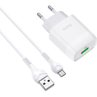 Зарядний пристрій HOCO C72Q Glorious USB QC3.0 + cable USB to Micro 5P 18W White (6931474732538)