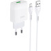 HOCO Зарядний пристрій HOCO C72Q Glorious USB QC3.0 + cable USB to Micro 5P 18W White (6931474732538)