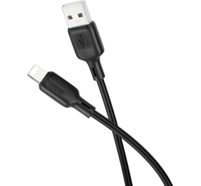 BOROFONE Дата кабель USB 2.0 AM to Lightning 1.0m Lenny silicone BX113 black BOROFONE (6941991115394)