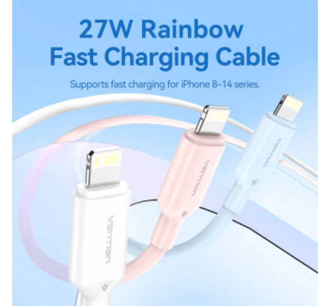 Vention Дата кабель USB-C to Lightning 1.0m PD27W PVC blue Vention (LAKSF)