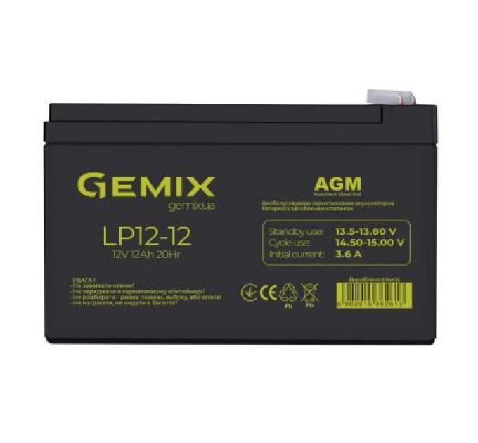 Gemix Батарея до ДБЖ Gemix LP 12В 12Ач (LP1212)