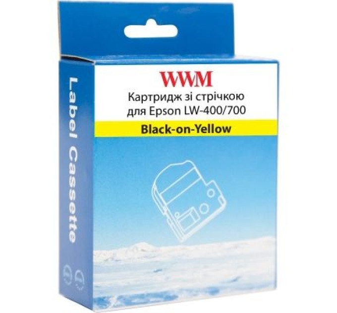 WWM Стрічка для принтера етикеток WWM для Epson LW-400/700 9mm х 8m Black-on-Yellow (WWM-SC9Y)