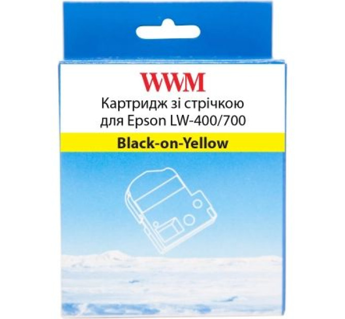 WWM Стрічка для принтера етикеток WWM для Epson LW-400/700 9mm х 8m Black-on-Yellow (WWM-SC9Y)