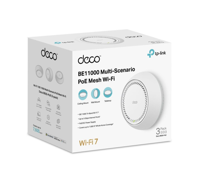TP-Link Mesh-система, (3 шт в упак), Deco BE65-PoE(3-pack) TP-LINK
