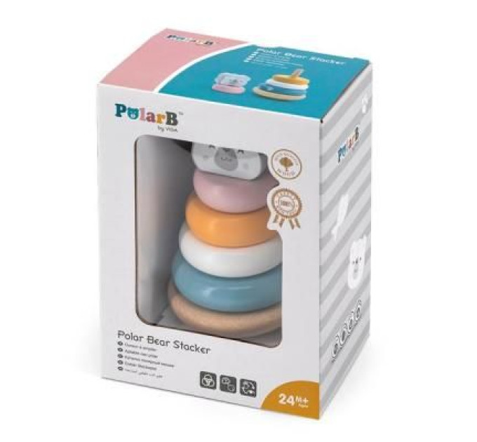 Viga Toys Розвиваюча іграшка Viga Toys Пірамідка PolarB Білий ведмідь (44005)