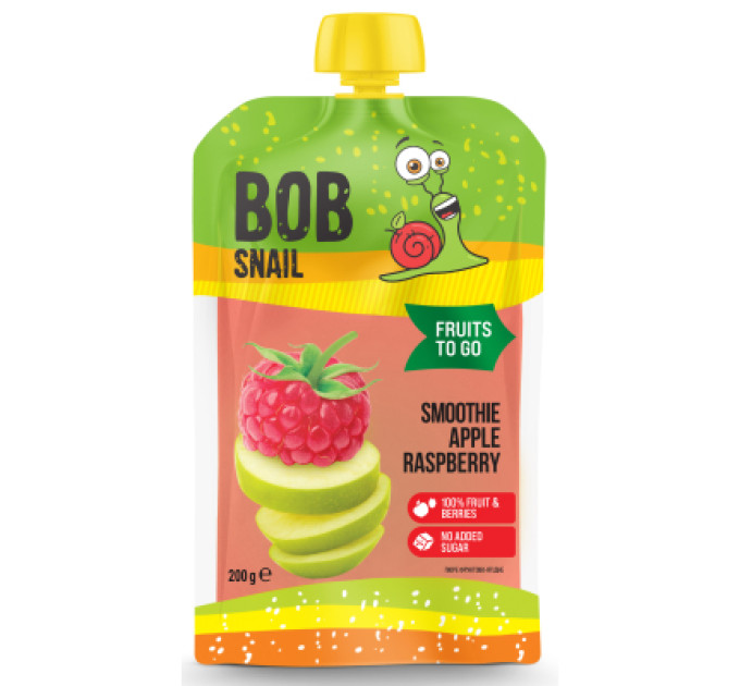 Bob Snail Дитяче пюре Bob Snail Равлик Боб Смузі Яблуко-Малина 200 г (4820219347026)