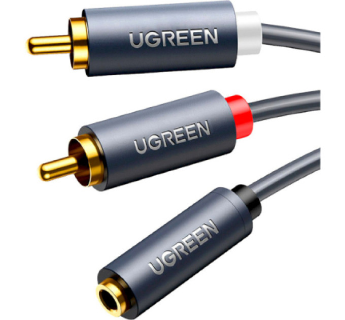 Ugreen Кабель мультимедійний AUX 3.5mm TRS to RCAx2 M/M 1.0m AV102 Grey Ugreen (10588)