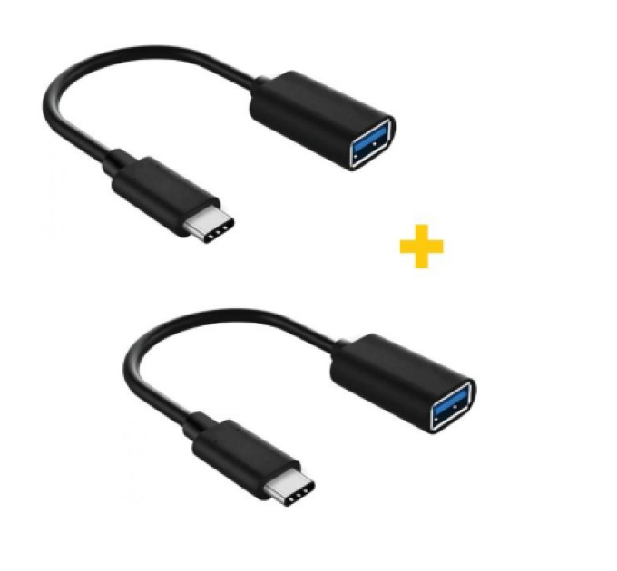 XoKo Дата кабель OTG USB 2.0 AF to USB-C 0.11m 2PCS black XoKo (XK-AC230-BK2)