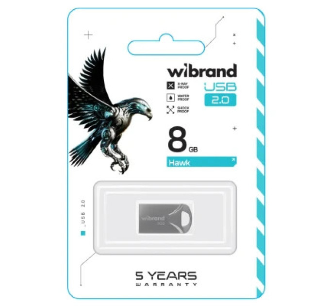 Wibrand USB флеш накопичувач Wibrand 8GB Hawk Silver USB 2.0 (WI2.0/HA8M1S)