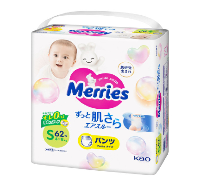 Merries Підгузки Merries трусики розмір S 4-8 кг 62 шт (4901301425867)