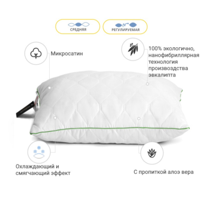 MirSon Подушка MirSon Eco Aloe Vera №615 з евкаліптом Середня 40х40 см (2200003276503)