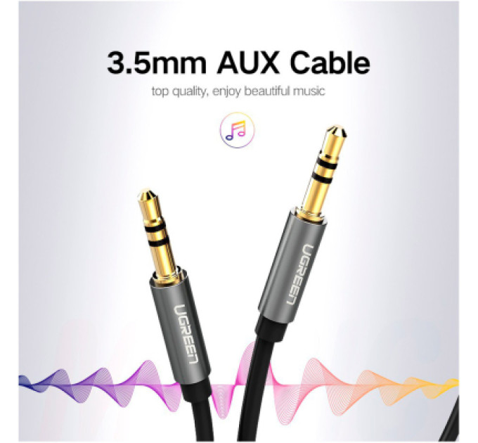 Ugreen Кабель мультимедійний 3.5mm M to 3.5mm M 0.5m AV119 black Ugreen (10732)