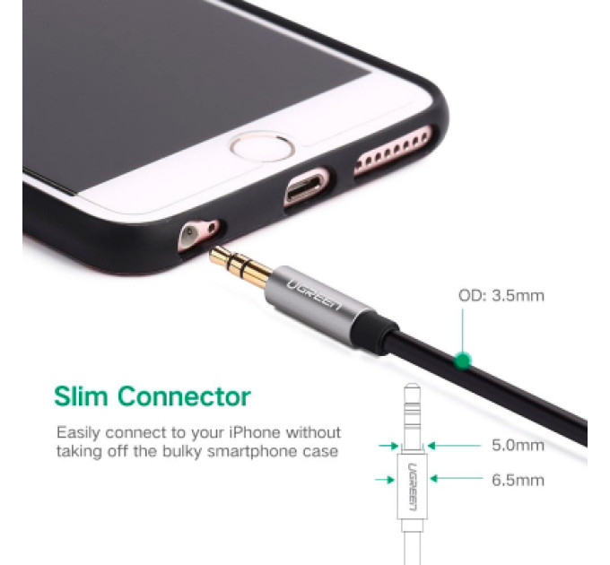 Ugreen Кабель мультимедійний 3.5mm M to 3.5mm M 0.5m AV119 black Ugreen (10732)
