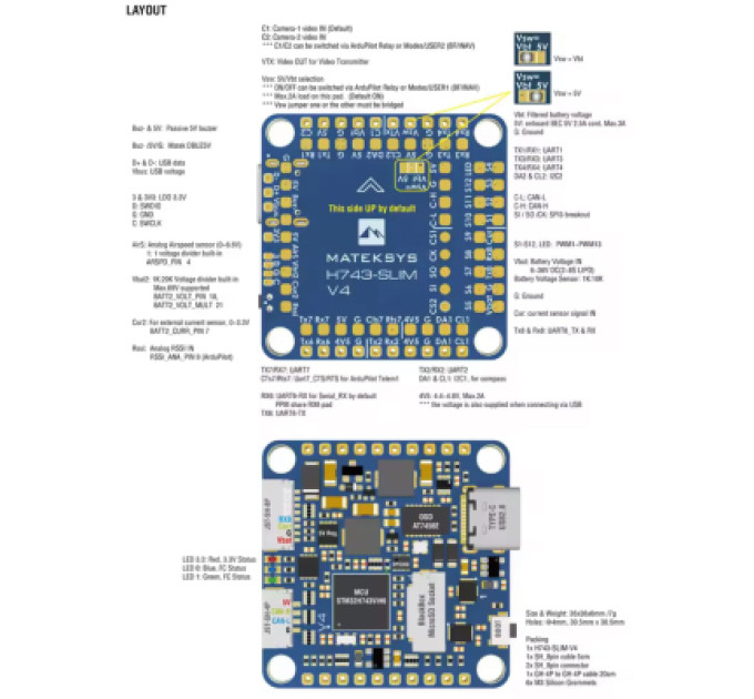 MATEK Політний контролер (FC) MATEK H743-SLIM-V4 (H743SLIMV4)