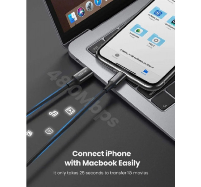 Ugreen Дата кабель USB-C to Lightning 2.0m 3A US171 black UGREEN (60752)