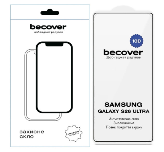 BeCover Скло захисне BeCover 10D Samsung Galaxy S26 Ultra SM-S948 Black (714768)