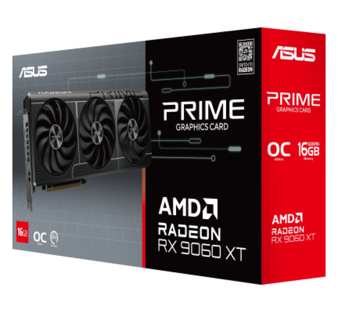 ASUS Відеокарта ASUS Radeon RX 9060 XT 16Gb PRIME OC (PRIME-RX9060XT-O16G)